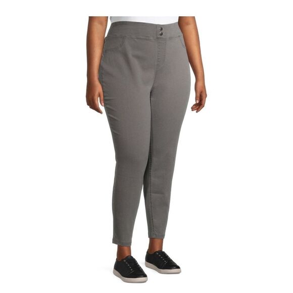 Terra & Sky Women's Plus Size Tummy Control Jeggings Gray - Picture 2 of 13